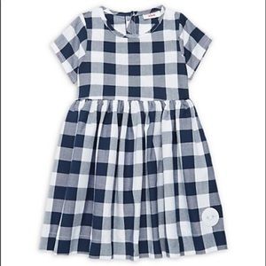 Smiling Button Navy Buffalo Check Dress 12-18M